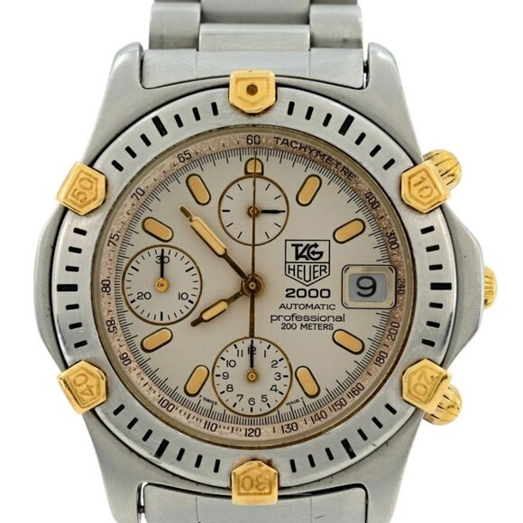 Tag Heuer 38mm Men's 2000 Series Automatic White Dial Two-Tone Watch - Picture 1 of 9